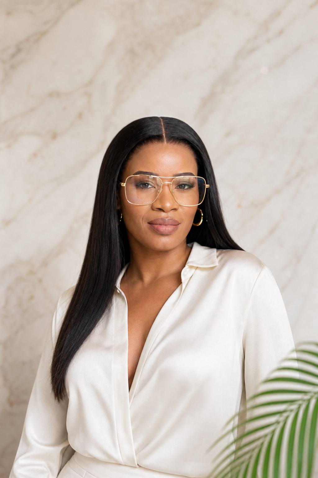 Portrait of a woman wearing a sleek straight unit